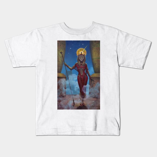 Egyptian Goddess Sekhmet Kids T-Shirt by Zeleznik